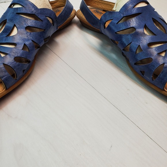 Born Blue Leather Cutout Slingback Sandals Women 11 M/W D20404 - Picture 12 of 14